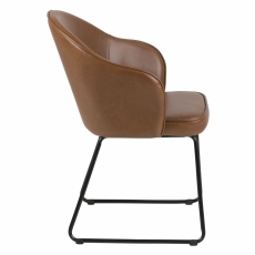 Jedálenská stolička s opierkami Mitez, syntetická koža, hnedá - 5