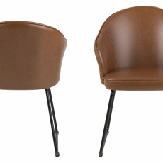 Jedálenská stolička s opierkami Mitez, syntetická koža, hnedá - 8