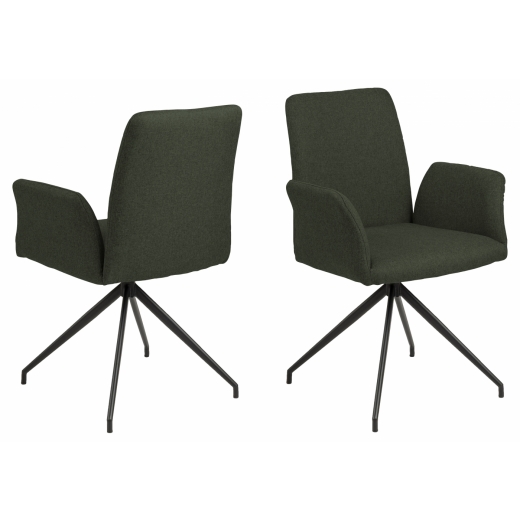 Jedálenská stolička s opierkami Naya, textil, tmavo zelená - 1