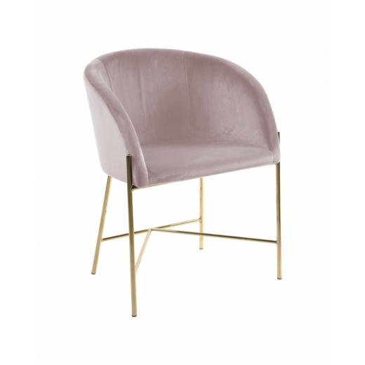 Jedálenská stolička s opierkami Nelson, zamat, ružová/ zlatá - 1