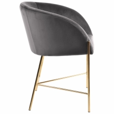 Jedálenská stolička s opierkami Nelson, zamat, tmavo šedá / zlatá - 7