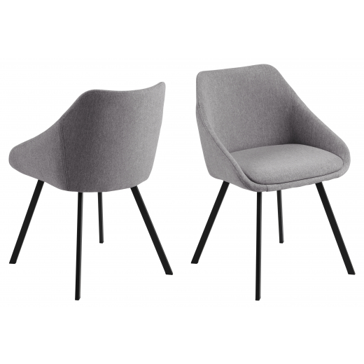 Jedálenská stolička s opierkami Nils (SET 2 ks), textil, svetlo šedá / čierna - 1