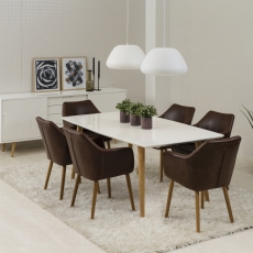 Jedálenská stolička s opierkami Nora, syntetická koža, hnedá - 3