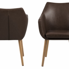 Jedálenská stolička s opierkami Nora, syntetická koža, hnedá - 5