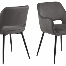 Jedálenská stolička s opierkami Ranja (SET 2 ks), textil, tmavo šedá - 1