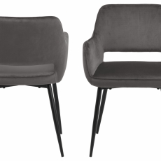 Jedálenská stolička s opierkami Ranja (SET 2 ks), textil, tmavo šedá - 3