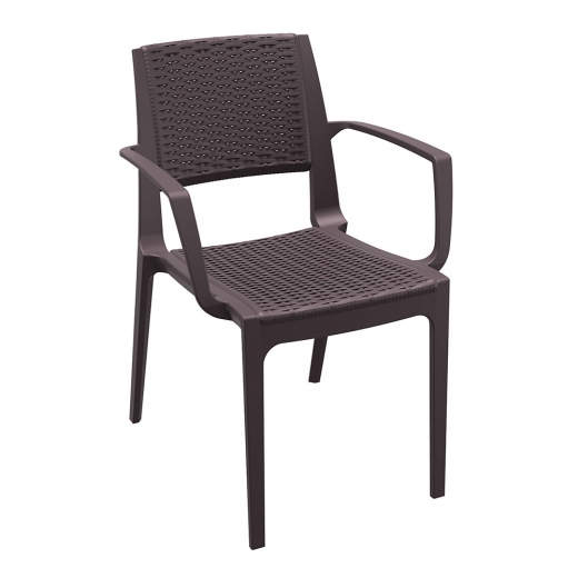 Jedálenská stolička s opierkami Rattan, hnedá - 1