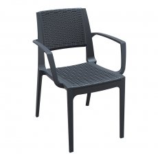 Jedálenská stolička s opierkami Rattan, tmavo sivá - 1