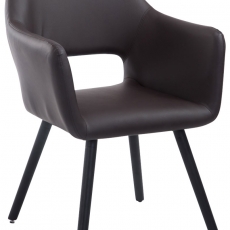 Jedálenská stolička s podrúčkami Arizona koža, čierne nohy - 1