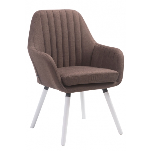 Jedálenská stolička s podrúčkami Fiona textil, biele nohy - 1