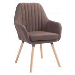 Jedálenská stolička s podrúčkami Fiona textil, prírodné nohy