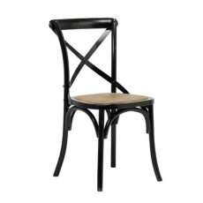 Jedálenská stolička s ratanovým sedadlom Harvest (SET 2 ks), čierna - 1