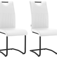 Jedálenská stolička Sakai (SET 2 ks), syntetická koža, biela - 1