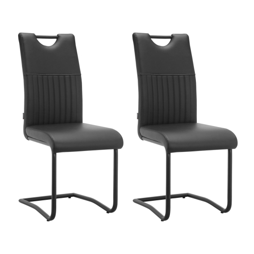 Jedálenská stolička Sakai (SET 2 ks), syntetická koža, čierna - 1
