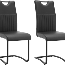 Jedálenská stolička Sakai (SET 2 ks), syntetická koža, čierna - 1
