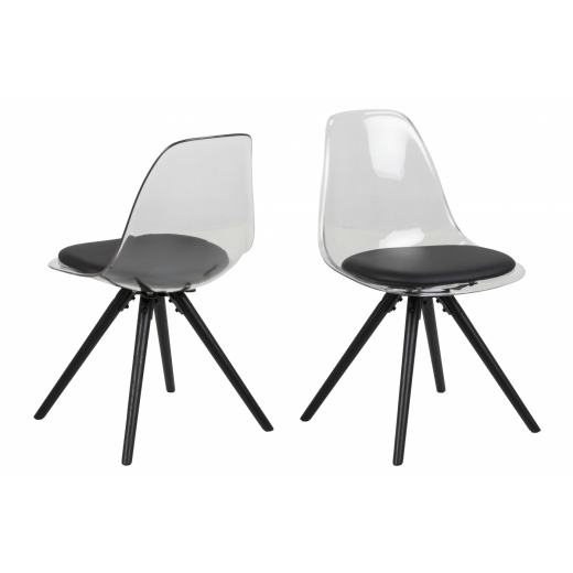 Jedálenská stolička Shada (súprava 4 ks), biela / čierna - 1