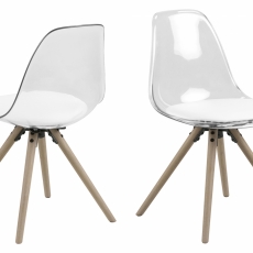 Jedálenská stolička Shada (súprava 4 ks), biela / dub - 1