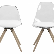 Jedálenská stolička Shada (súprava 4 ks), biela / dub - 2