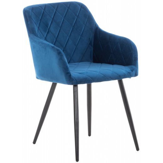 Jedálenská stolička Shila, zamat, modrá - 1