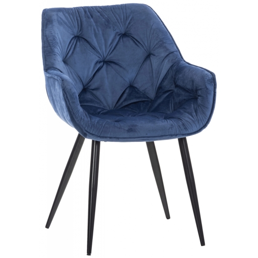 Jedálenská stolička Tanna, zamat, modrá - 1