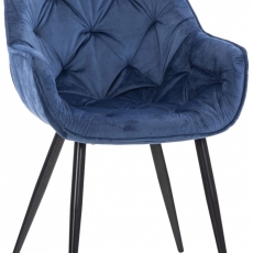 Jedálenská stolička Tanna, zamat, modrá - 1
