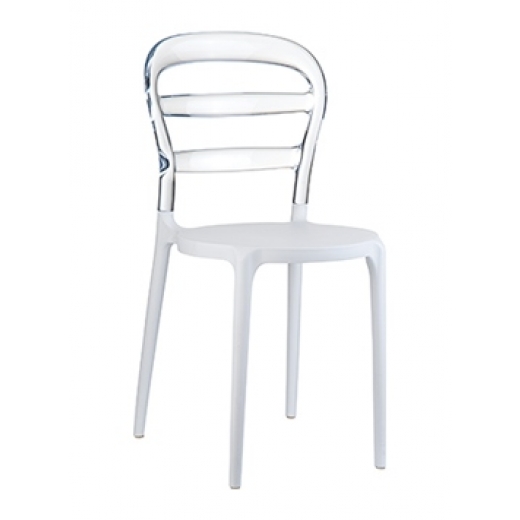 Jedálenská stolička Tante, biela/transparentná - 1
