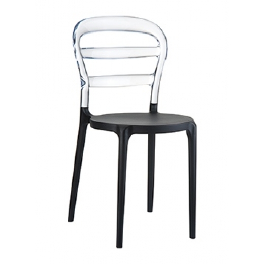 Jedálenská stolička Tante, čierna/transparentná - 1