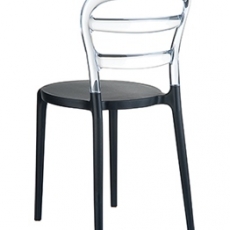 Jedálenská stolička Tante, čierna/transparentná - 2