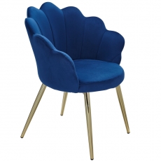 Jedálenská stolička Tulpe, zamat, modrá - 1