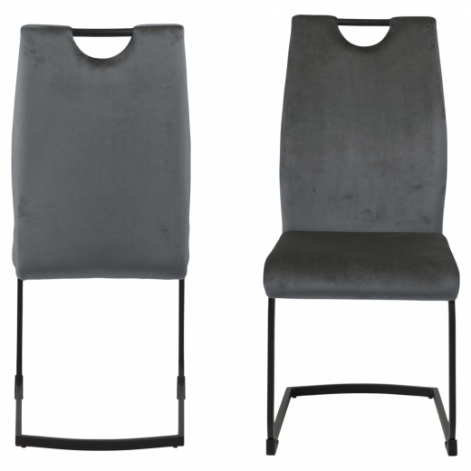 Jedálenská stolička Ulla (SET 2ks), zamat, tmavo šedá - 1