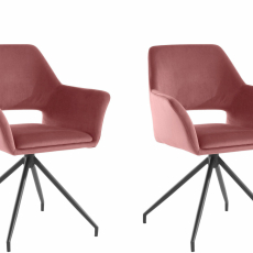 Jedálenská stolička Vienna (SADA 2 ks), zamat, čierna / ružová - 1