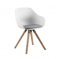 Jedálenská stolička Vilma s drevenou podnožou (SET 2 ks), biela/sivá - 1