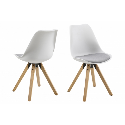 Jedálenská stolička Wanita (súprava 2 ks), biela / svetlosivá - 1