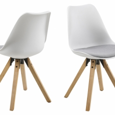 Jedálenská stolička Wanita (súprava 2 ks), biela / svetlosivá - 1