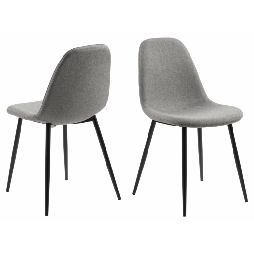 Jedálenská stolička Wilma (SET 4ks), tkanina, svetlo šedá / čierna - 1