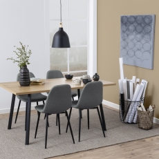 Jedálenská stolička Wilma (SET 4ks), tkanina, svetlo šedá / čierna - 2