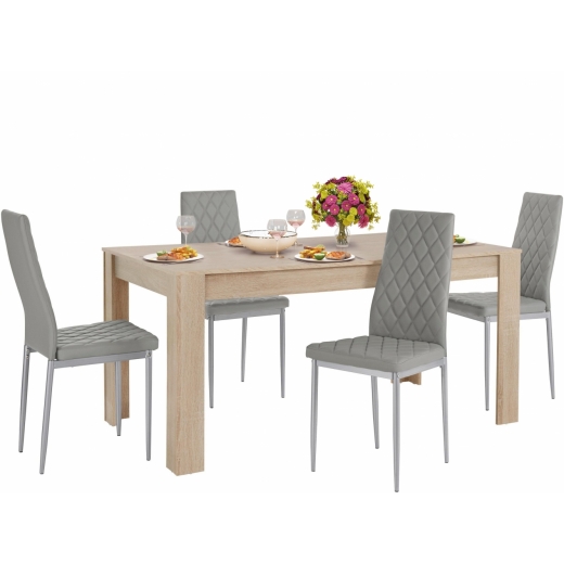 Jedálenská súprava Bero 4 + 1, 160 cm, sivá/dub - 1