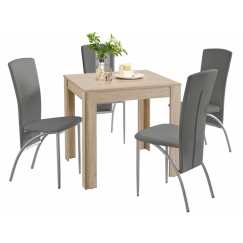 Jedálenská súprava Dane 4 + 1, 80 cm, sivá/dub