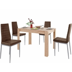 Jedálenská súprava Rack 4 + 1, 120 cm, hnedá/dub