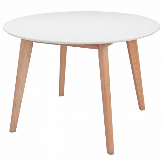 Jedálenský stôl okrúhly Milenium, 110 cm, biela/dub - 1
