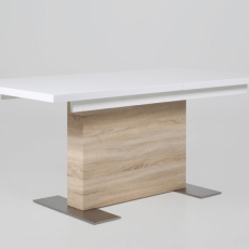 Jedálenský stôl rozkladací Hardy, 210 cm, biela/dub - 4