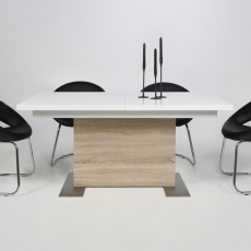Jedálenský stôl rozkladací Hardy, 210 cm, biela/dub - 5