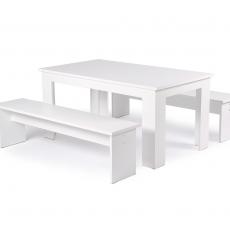 Jedálenský stôl + 2 lavice Baden, 140 cm (3 ks), biela - 2