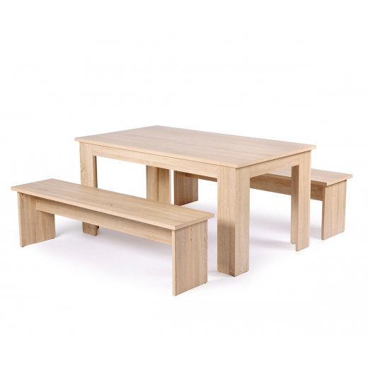 Jedálenský stôl + 2 lavice Baden, 140 cm (3 ks), dub - 1