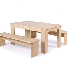 Jedálenský stôl + 2 lavice Baden, 140 cm (3 ks), dub - 1