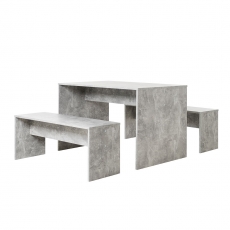 Jedálenský stôl + 2 lavice Rome (súprava 3 ks), betón - 1