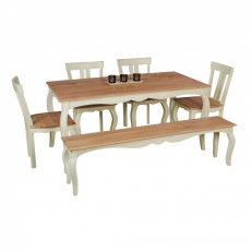 Jedálenský stôl angora, 160 cm, masív agát/biela - 2