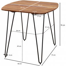 Jedálenský stôl Dorien, 80 cm, sheesham - 4