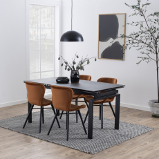 Jedálenský stôl Hudde, 160-240 cm, čierna - 3