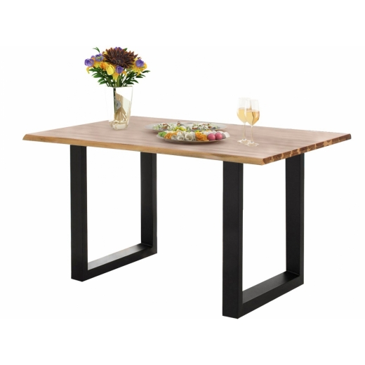 Jedálenský stôl Melina, 140 cm, masívny agát/čierna - 1